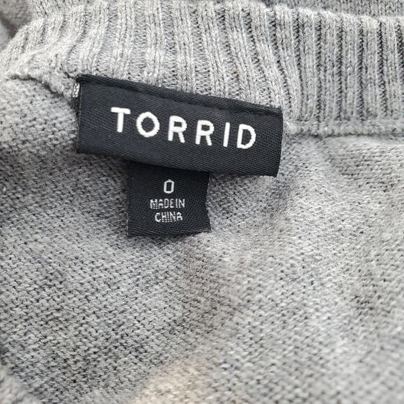 Torrid Womens 0=12 Gray Cotton Pullover Cheers Long Sleeve Sweater Pre-Owned - Picture 4 of 6